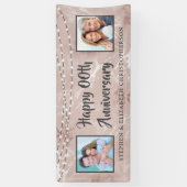 Any Anniversary Then & Now写真バラ金ゴールド大理石 横断幕 (縦)