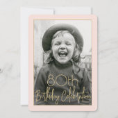 ANY Birthday 2 Photo Chic Blush Pink & Gold Party 招待状 (正面)