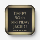 ANY Birthday Party エレガントクラシック金ゴールド ペーパープレート (正面)