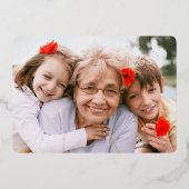 ANY Birthday Party 2 Photo エレガント Black and 実在 箔招待状 (裏面)