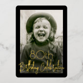 ANY Birthday Party 2 Photo Chic Black 実在 and 箔招待状 (正面)