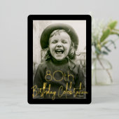 ANY Birthday Party 2 Photo Chic Black 実在 and 箔招待状 (立ち正面)