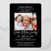 ANY Birthday Party 2 Photo Chic Black 実在 and 箔招待状 (裏面)