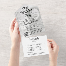 ANY Birthday Party QRコードRSVPとフォトオーバーレイ オールインワン招待状