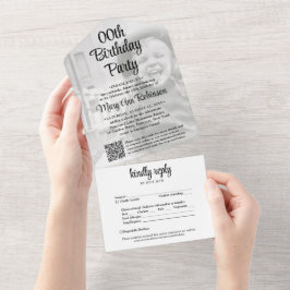 ANY Birthday Party QRコードRSVPとフォトオーバーレイ オールインワン招待状