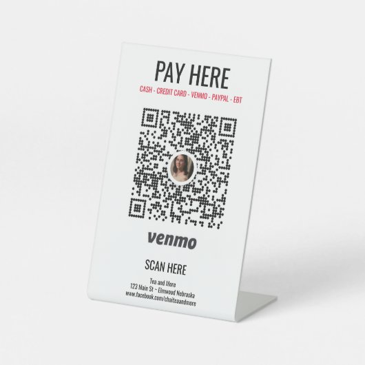 Any Business Venmo Pay Here Pedestal Sign 台座サイン (正面)