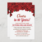 ANY COLORまたはAGE - Red Roses誕生日招待状 招待状 (正面/裏面)