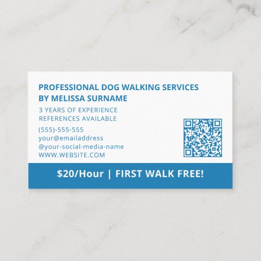 Any Color イタリアン Greyhound -ドッグウォーカー 名刺 (裏面)