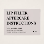 Any Color モダン Lip Filler Botox Aftercare Card (正面)