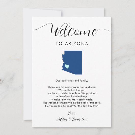 Any Color Arizonaの結婚Welcome Letterの旅程 (正面)