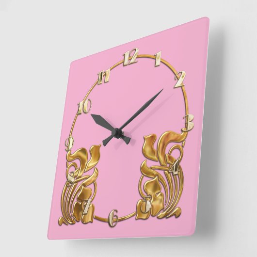 Any Color Art Deco Gold Design スクエア壁時計 (傾斜)