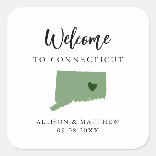 Any Color Connecticutの結婚WelcomeバッグまたはBox スクエアシール (正面)