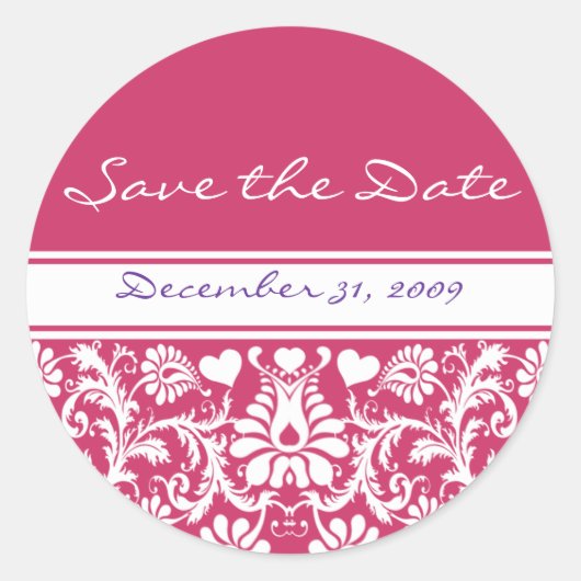 Any Color Damaskヴィンテージ結婚フローラ ラウンドシール (正面)