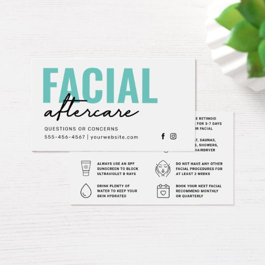 Any Color Facial Aftercare Instructionsカード (デスク)