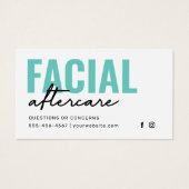 Any Color Facial Aftercare Instructionsカード (正面)