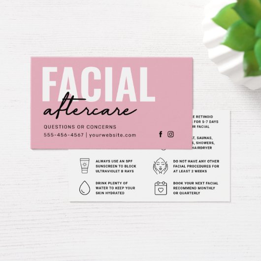 Any Color Facial Aftercare Instructionsカード (デスク)
