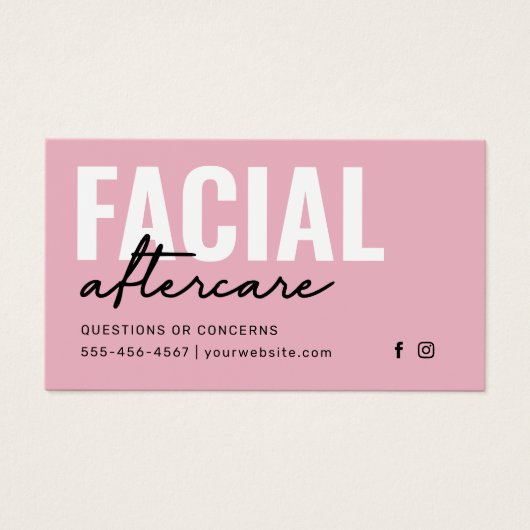 Any Color Facial Aftercare Instructionsカード (正面)