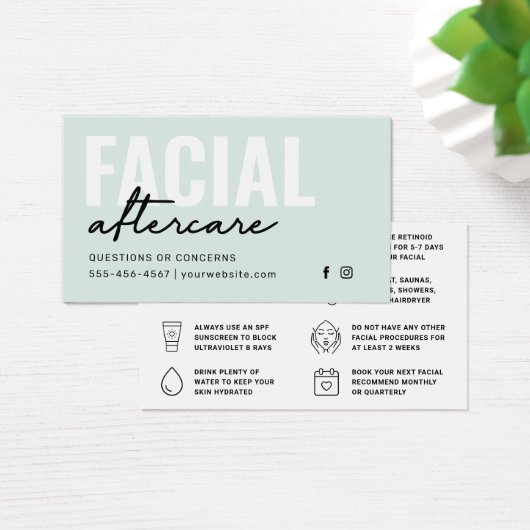 Any Color Facial Aftercare Instructionsカード (デスク)