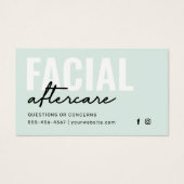 Any Color Facial Aftercare Instructionsカード (正面)