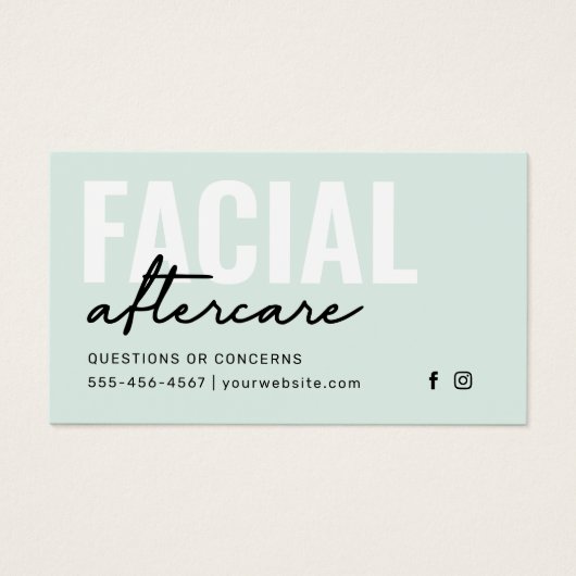 Any Color Facial Aftercare Instructionsカード (正面)