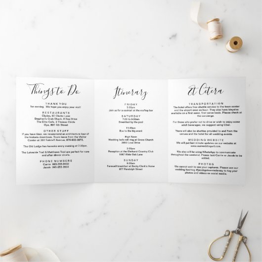 Any Color Georgia'結婚s Welcomeバッグの日程 三つ折りプログラム (内部)