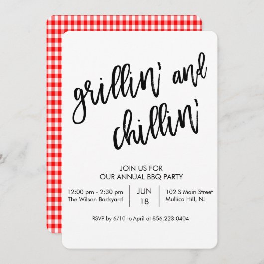 ANY COLOR - Grillin and Chillin BBQ招待状 招待状 (正面/裏面)