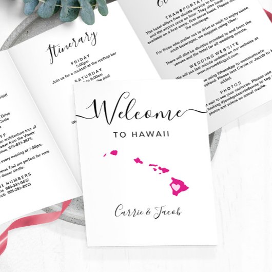 Any Color Hawaii結婚's Welcomeバッグの日程 三つ折りプログラム