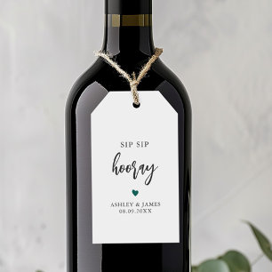 Any Color Heart Sip Sip Hooray タグ, ウェディング ギフトタグ