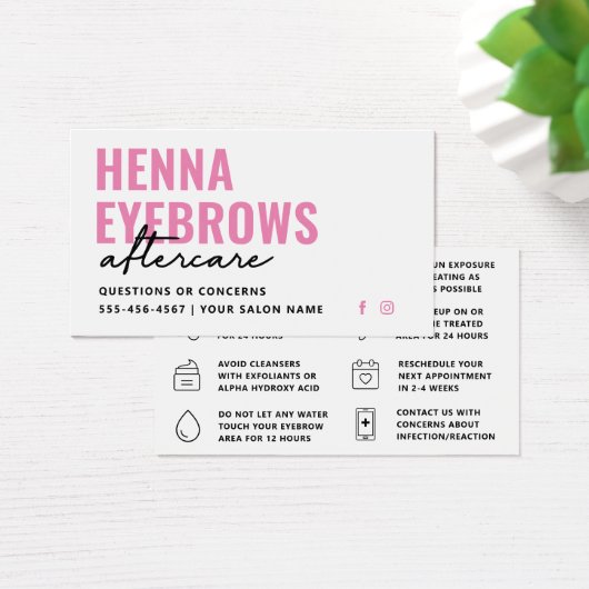 Any Color Henna Brows Tint Aftercare Card (デスク)