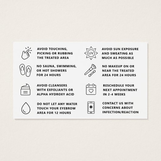 Any Color Henna Brows Tint Aftercare Card (裏面)