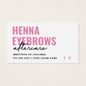 Any Color Henna Brows Tint Aftercare Card (正面)