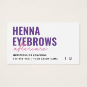 Any Color Henna Brows Tint Aftercare Card (正面)