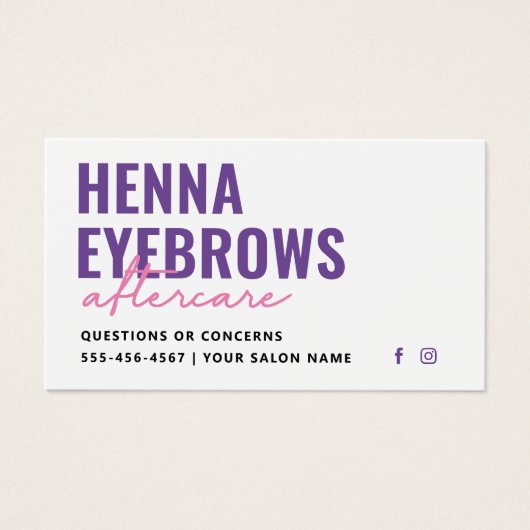 Any Color Henna Brows Tint Aftercare Card (正面)