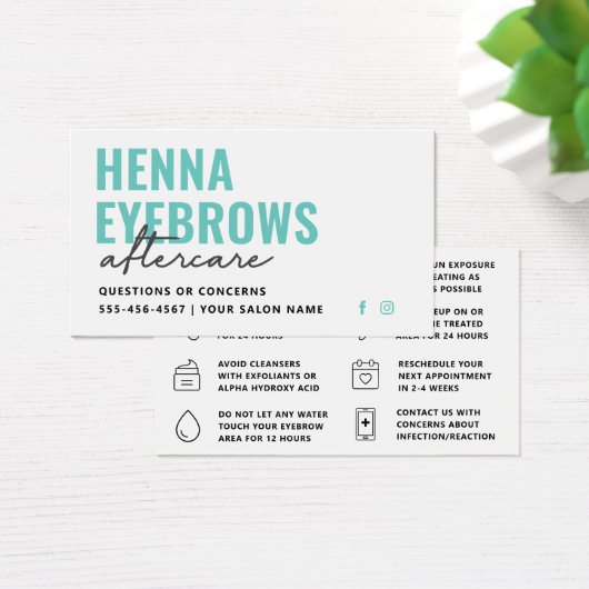 Any Color Henna Brows Tint Aftercare Card (デスク)