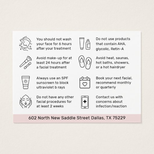 Any Color HydraFacialアフターケア指示カード (裏面)