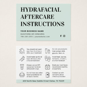 Any Color HydraFacialアフターケア指示カード