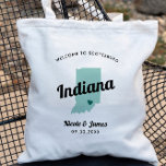 Any Color Indiana Mapの結婚Welcomeバッグ トートバッグ<br><div class="desc">週末結婚の歓迎抱き枕は、インディアナのイメージを搭載し結婚て、あなたの町のゲストのためにあなた。このデザインの任意の部分の色を編集したり、ハートを自分の場所に移動したりで結婚きる。色を変更するにはクリック、カスタマイズしてから「デザインツールを使用して編集」を行う。 編集する要素を選択し、ツールを使用して変更を行う。</div>
