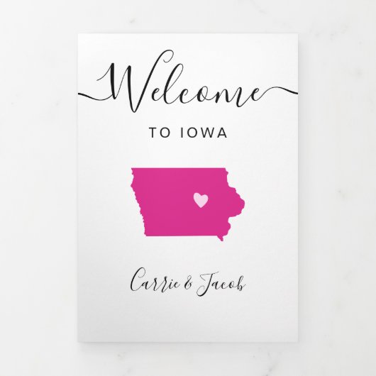 Any Color Iowaの結婚ようこそ旅程と手紙 三つ折りプログラム (カバー)