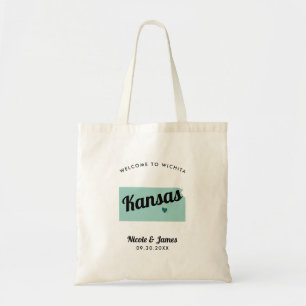 Any Color Kansas Map 結婚's Welcome Tote Bag トートバッグ