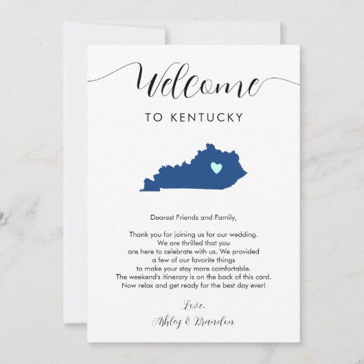 Any Color Kentucky 結婚's Welcome Noteの日程 (正面)