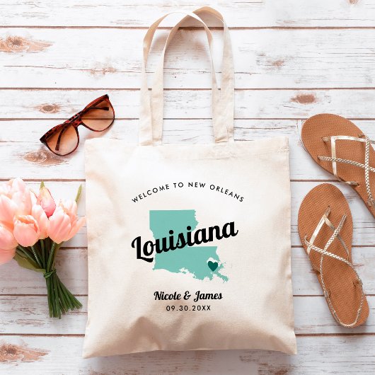 Any Color Louisiana Map結婚's Welcomeバッグ, トートバッグ