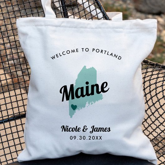 Any Color Maine Map結婚's Welcomeバッグ, トートバッグ
