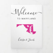 Any Color Maryland Mapの結婚ウェルカム旅程 三つ折りプログラム (カバー)