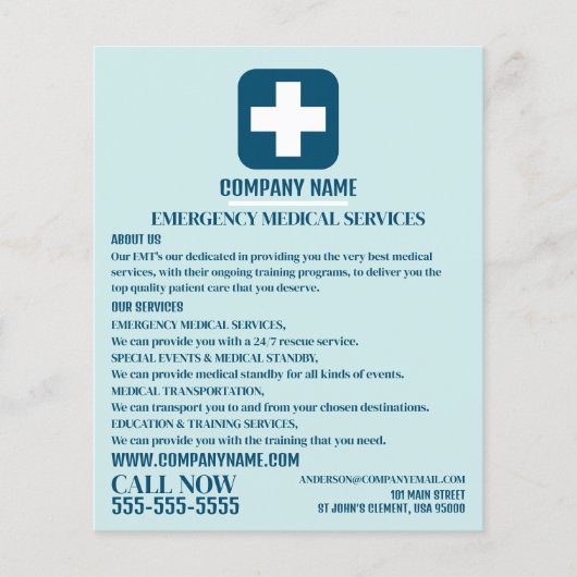 Any Color Medical Symbol、EMT、救急医療隊員 チラシ (正面)
