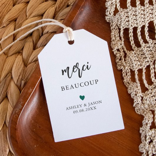 Any Color Merci Beaucoupラベル、結婚s Thank You ギフトタグ