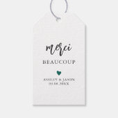 Any Color Merci Beaucoupラベル、結婚s Thank You ギフトタグ (正面)