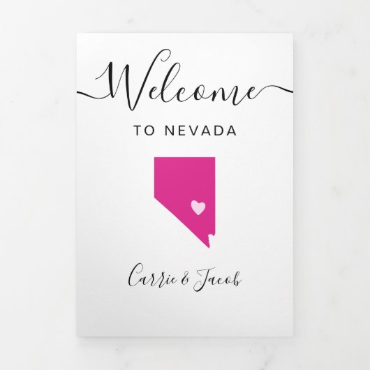 Any Color Nevada Mapの結婚ようこそ旅程 三つ折りプログラム (カバー)