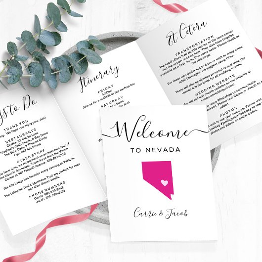 Any Color Nevada Mapの結婚ようこそ旅程 三つ折りプログラム