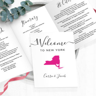 Any Color New Yorkマップの結婚ようこそ旅程 三つ折りプログラム