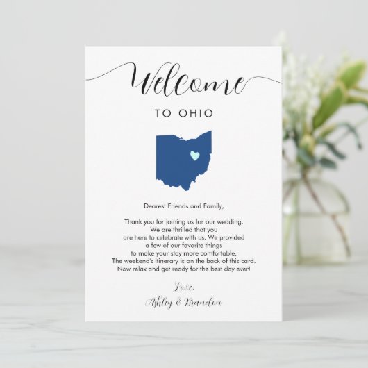 Any Color Ohioの結婚Welcome Letter & Itinerary (スタンド正面)